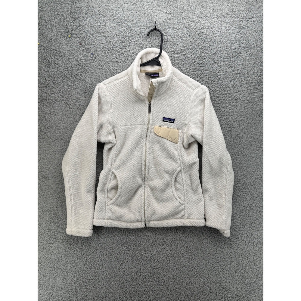 Patagonia Re-Tool Snap-T Full Zip Fleece Jacket Cream White‎ Womens Small